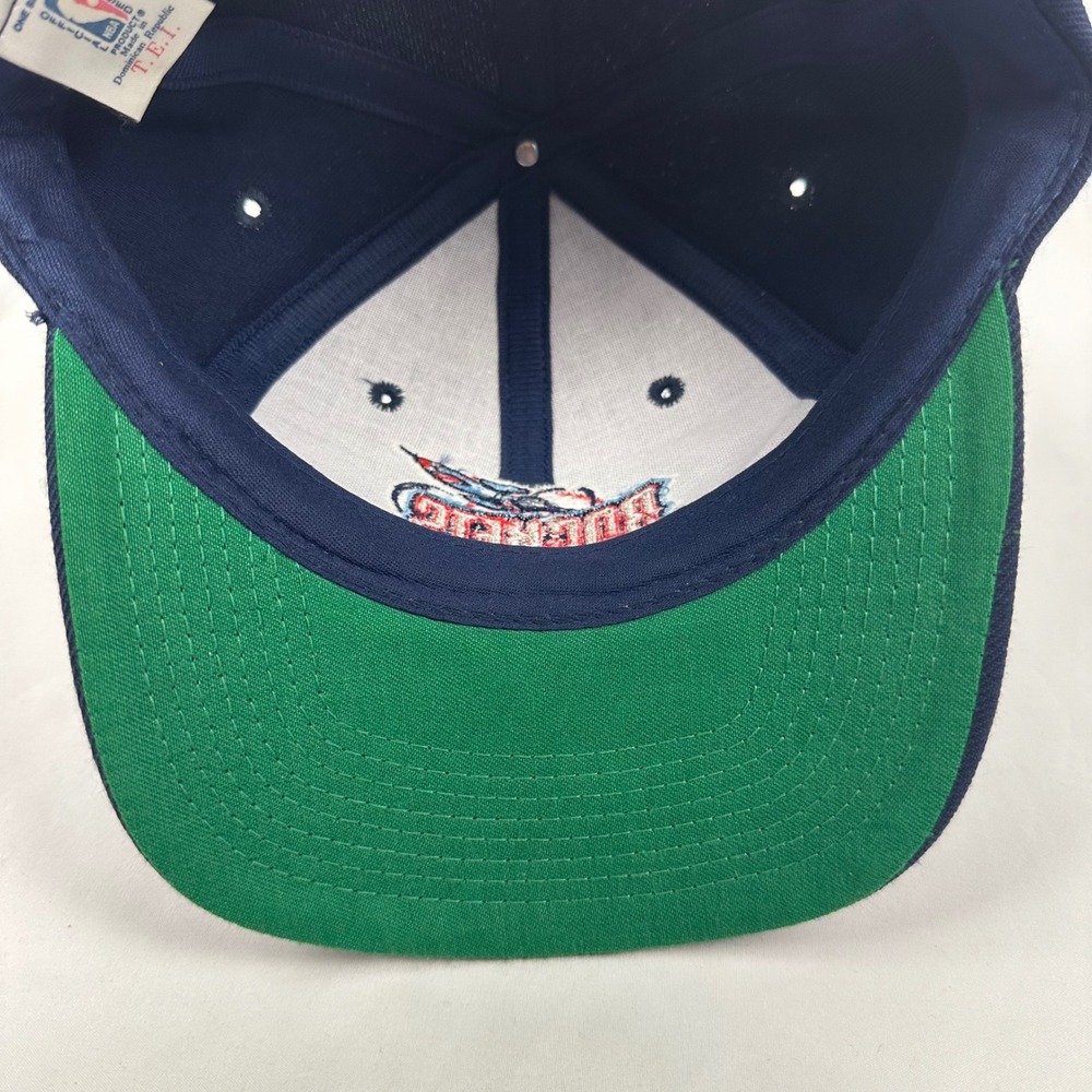 Vintage 90s Houston Rockets Snapback Hat Navy Rocket Green Underbill NBA Cap - Picture 8 of 11